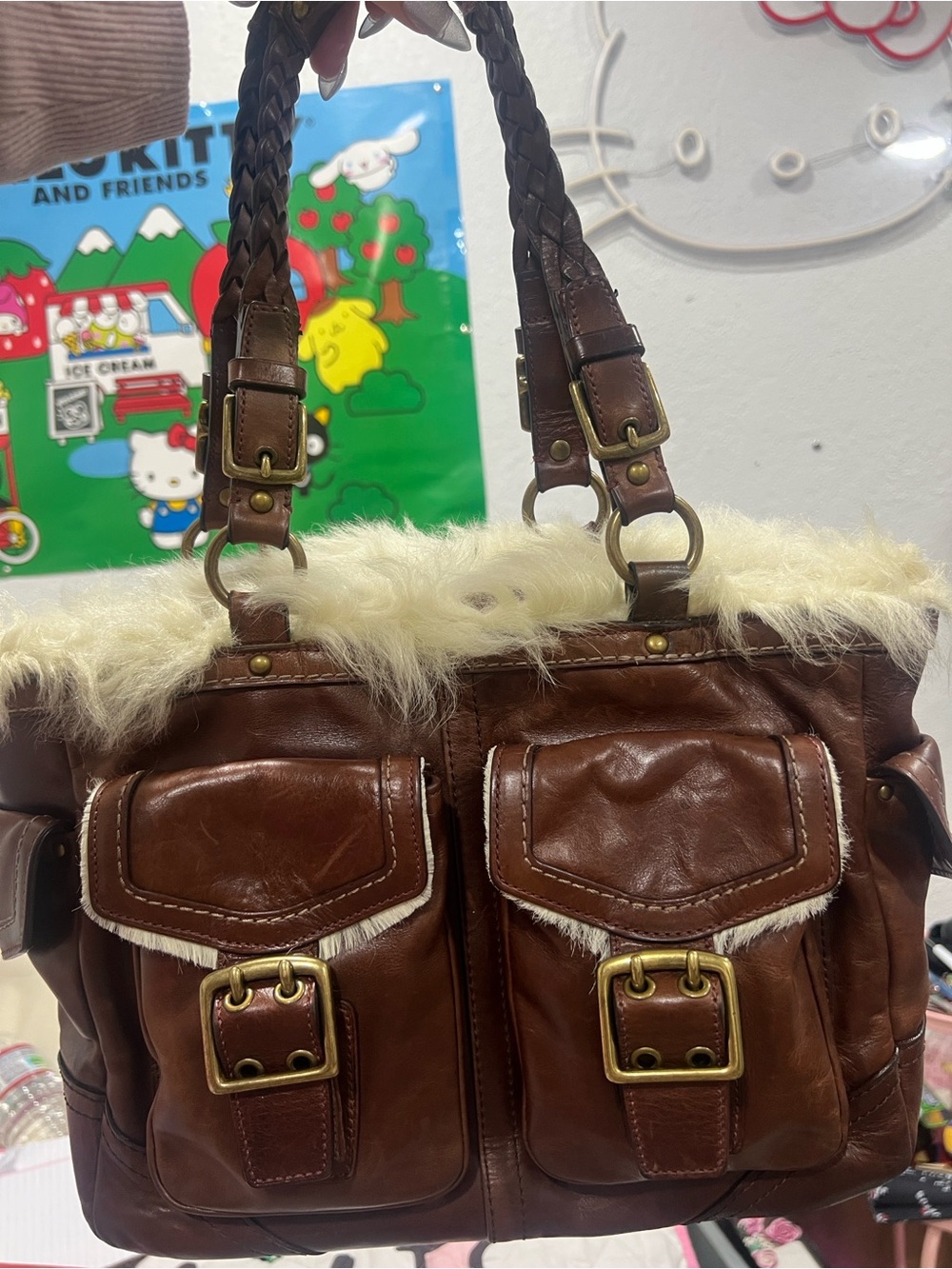 Restored Vintage 2005 Coach Shearling Tote